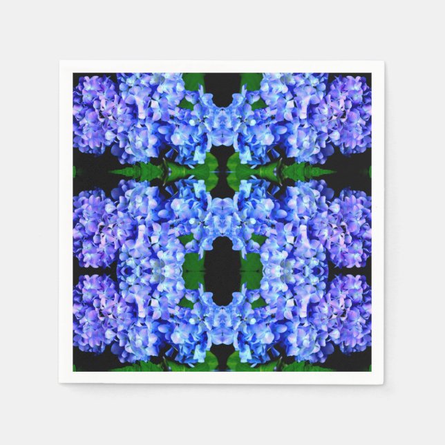 Elegantes lila Magenta Blumenhydrangea Serviette (Vorderseite)