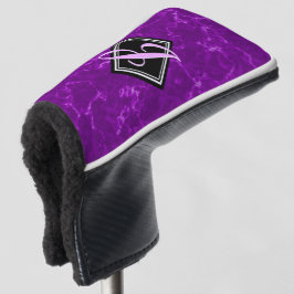 Elegantes Lila Marmormonogramm Golf Headcover