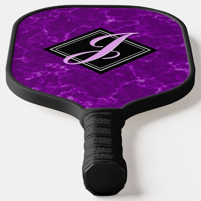 Elegantes Lila Marmormonogramm Pickleball Schläger (Ablage )