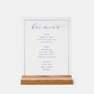 Elegantes Lila Minimalistisches Bar-Menü Acrylschild