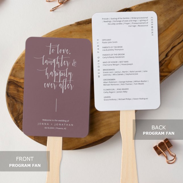 Elegantes Lila Minimalistisches Hochzeitsprogramm  Fächer (Von Creator hochgeladen)