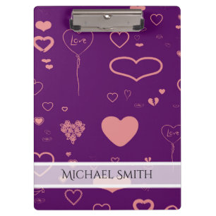 Elegantes Lila modernes Herzmuster #2 Klemmbrett