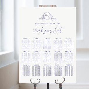 Elegantes Lila Mongram Seating Chart Sign Poster
