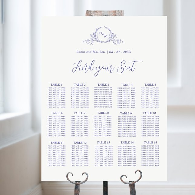 Elegantes Lila Mongram Seating Chart Sign Poster (Von Creator hochgeladen)
