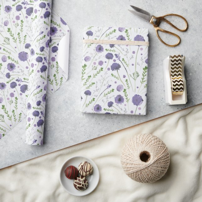 Elegantes Lila Muster Geschenkpapier (Kunsthandwerk)