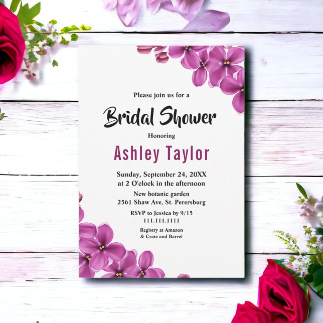 Elegantes Lila Orchid Blume Blumenstrauß Brautpart Einladung (Von Creator hochgeladen)