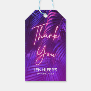 Elegantes lila Palmwedel Geburtstags-Geschenk-Anhä Geschenkanhänger