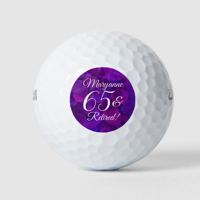 Elegantes Lila Party 65 & Rentenersatz Golfball (Vorderseite)