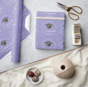 Elegantes lila personalisiertes Abschlussgeschenk Geschenkpapier