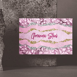 Elegantes, Lila-pinkfarbenes Monogramm aus Blüteng Magnetische Visitenkarte