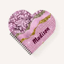 Elegantes, Lila-pinkfarbenes Monogramm aus Blüteng Notizbuch