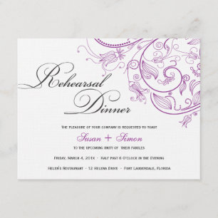 Elegantes Lila Probe-Dinner Einladung