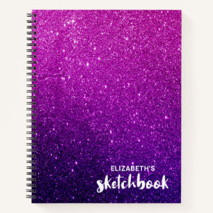 Elegantes Lila rosa Glitzer Sketchbook Notizbuch