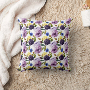 Elegantes lila-rosa Wasserfarben-Blumenmuster Kissen