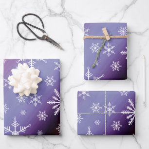 Elegantes lila Schneeflocken-Gradient-Geschenk Geschenkpapier Set