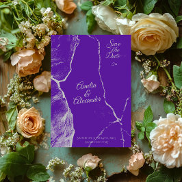Elegantes Lila & Silber auf Marmor Save the Date Einladung