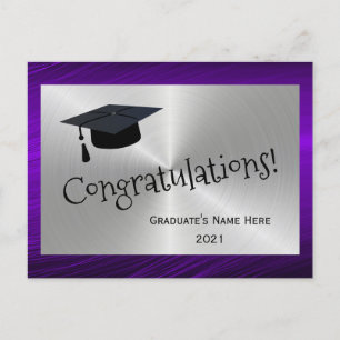 Elegantes Lila Silber Gratulations Abschluss Postkarte