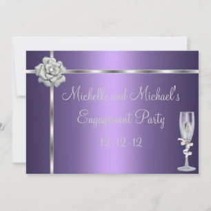 Elegantes lila-silber-weißes Blumen-Hochzeitsarran Einladung