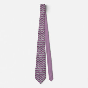 Elegantes lila silbernes Glitter Chevron Zickzack Krawatte