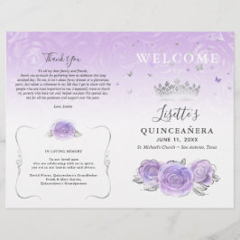 Elegantes lila-silbernes Quinceanera-Programm