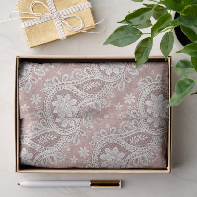 Elegantes lila Spitzenmuster  Seidenpapier (Geschenk)