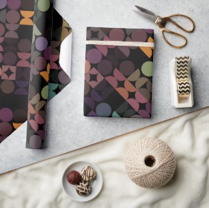 Elegantes Lila-Taupe-Rost-Orange-Kreis-Kunstmuster Geschenkpapier
