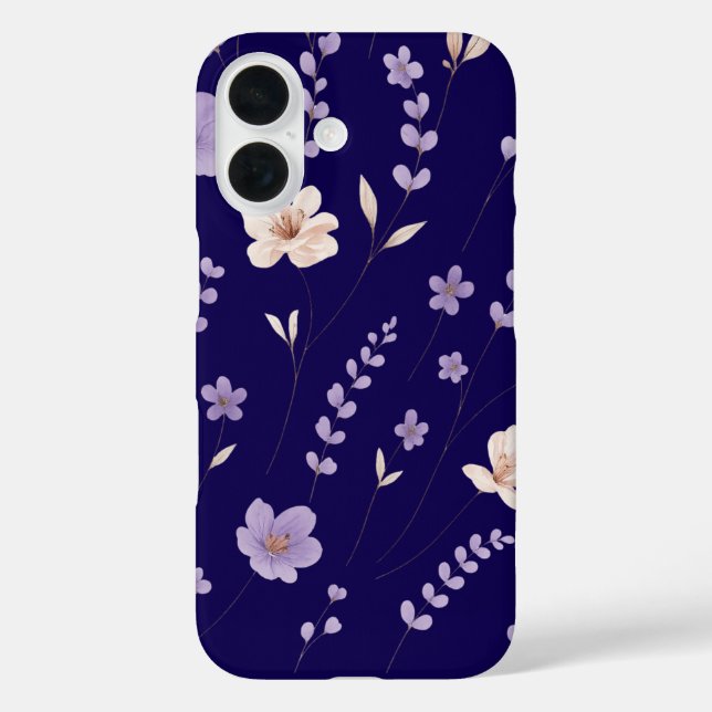 Elegantes lila und beige Blumenmuster Case-Mate iPhone Hülle (Rückseite)