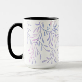 Elegantes lila und blaues botanisches Blattmuster Tasse
