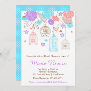 Elegantes Lila und blaues Brautparty Einladung