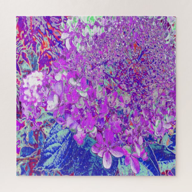 Elegantes Lila und blaues Limelight Hydrangea Puzzle (Vertikal)