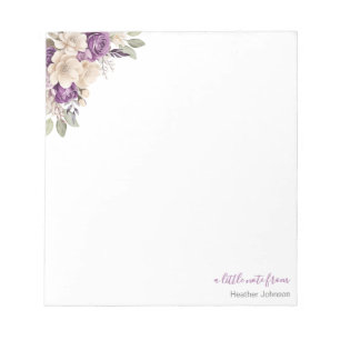 Elegantes lila und elfenbeinernes Rosen-Notizbuch Notizblock