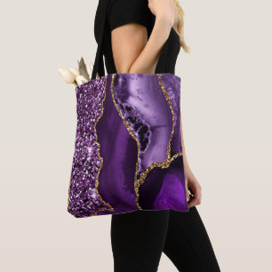 Elegantes lila und goldenes Glitter-Ozean-Achat