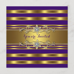 Elegantes Lila und Goldgeburtstags-Party Einladung