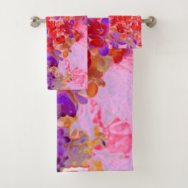 Elegantes Lila und Orange Limelight Hydrangea Badhandtuch Set