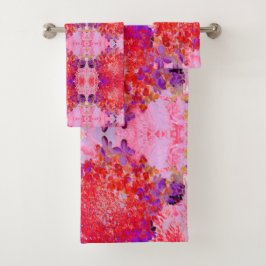 Elegantes Lila und Orange Limelight Hydrangea Badhandtuch Set