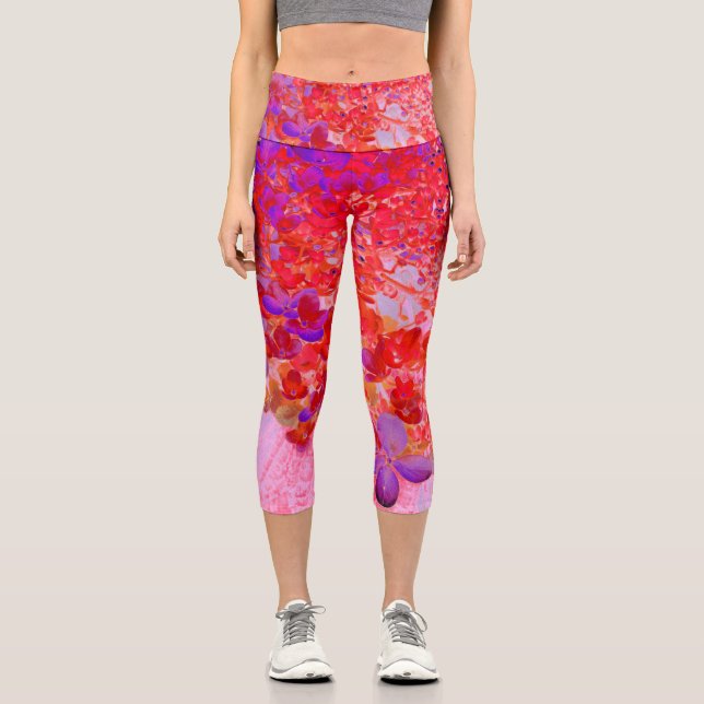 Elegantes Lila und Orange Limelight Hydrangea Capri Leggings (Vorderseite)
