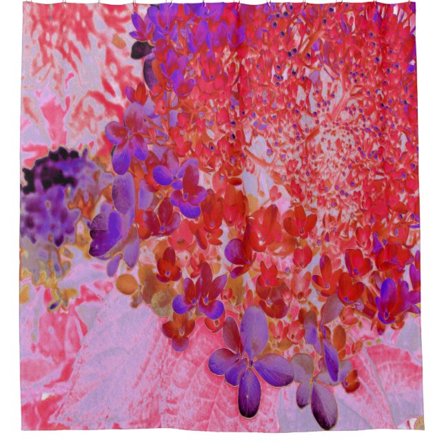 Elegantes Lila und Orange Limelight Hydrangea Duschvorhang (Vorderseite)