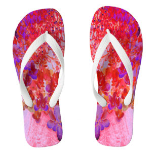 Elegantes Lila und Orange Limelight Hydrangea Flip Flops