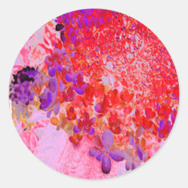 Elegantes Lila und Orange Limelight Hydrangea Runder Aufkleber