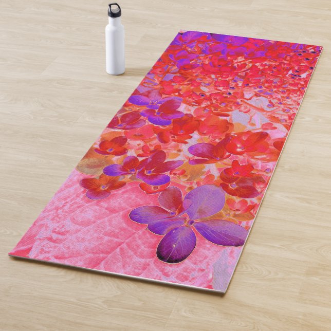 Elegantes Lila und Orange Limelight Hydrangea Yogamatte (Beispiel)