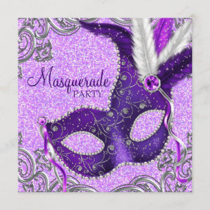 Elegantes Lila und rosa Masquerade Party Einladung