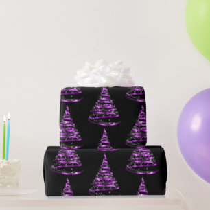 Elegantes lila und schwarzes Band Baum Weihnachten Geschenkpapier