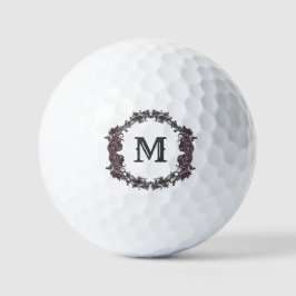 Elegantes Lila und Silver Gerahmtes Monogramm Golfball