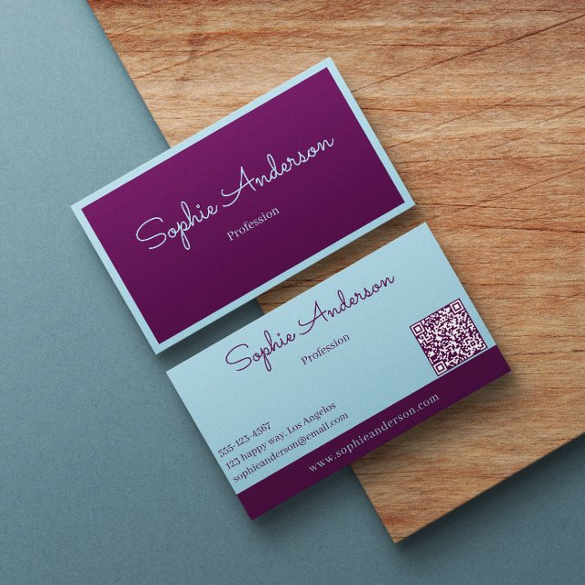 Elegantes Lila und Türkis mit QR-Code Visitenkarte (Von Creator hochgeladen)