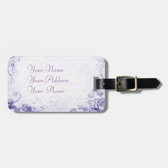 Elegantes Lila Vintag Gepäckanhänger (Vorderseite horizontal)