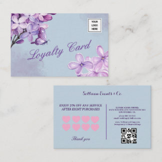 Elegantes lila Wasserfarben-Blumen-QR-Code-Logo Treuekarte