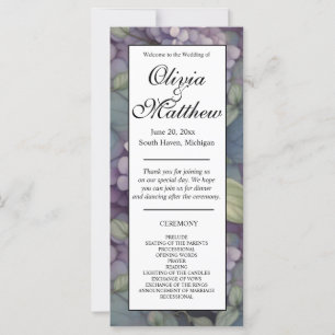 Elegantes lila Wasserfarbenspiel Hochzeitsprogramm