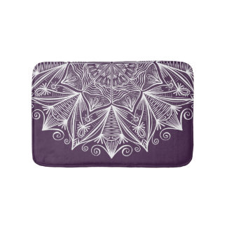 Elegantes Lila White Mandala Kunst, Dichtung und M Badematte