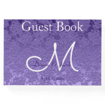 Elegantes Lila White Wedding Monogramm