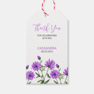 Elegantes Lila Xeranthemum-Blumen-Dankeschön Geschenkanhänger